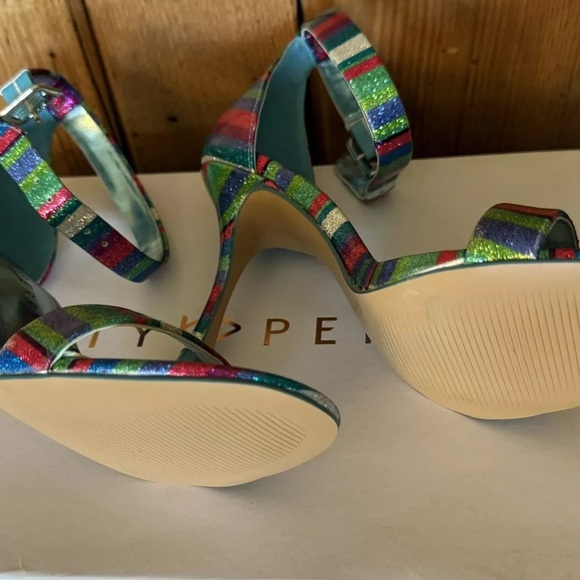 Katy Perry The Melly Glitter Stripe Pop Blue Size 7M Heel Height 3-3.9 inch - Picture 8 of 11